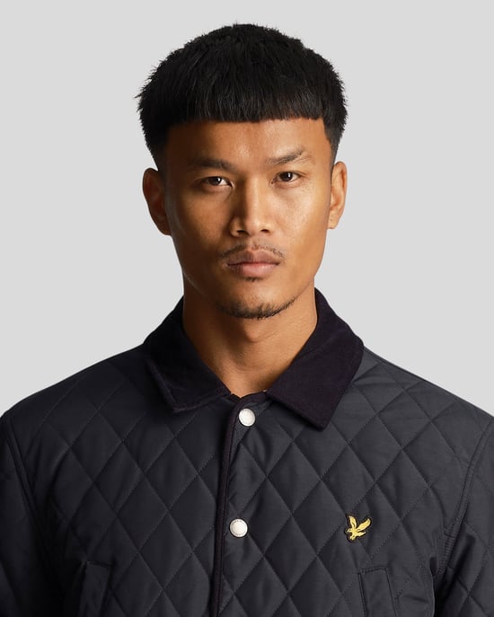 Lyle & Scott quiltad jacka för män i marinblått - Image 4
