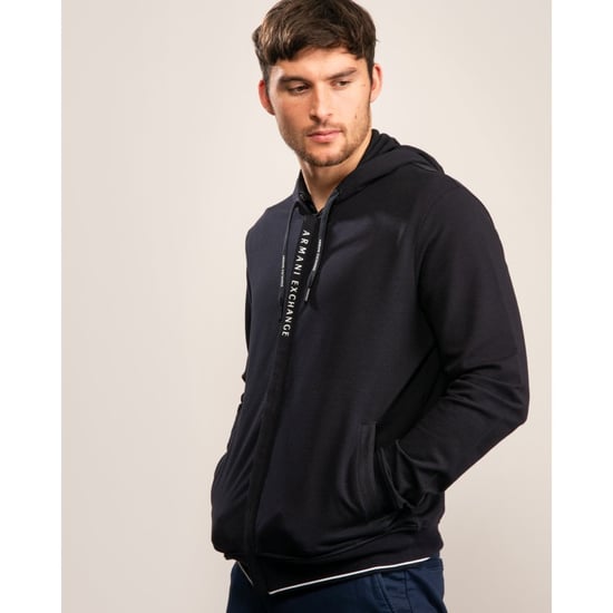 Armani Exchange Mens Lapped Zipper Logo Hoodie - Image 1