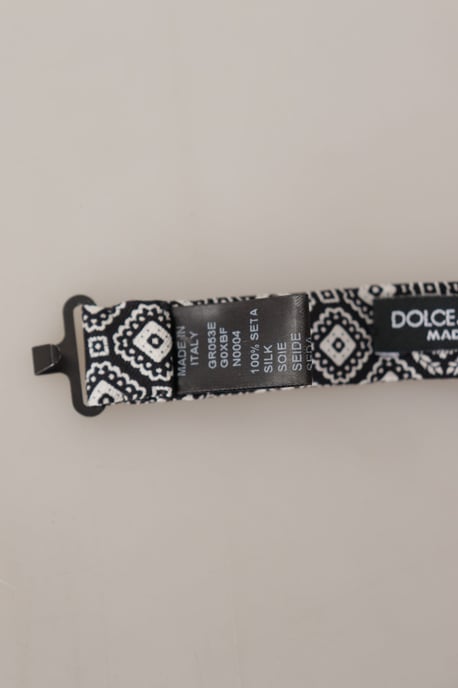 Dolce & Gabbana Black white 100% Silk Adjustable Neck Papillon Men's Tie - Image 5