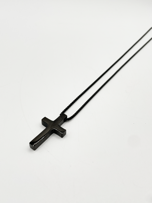 Cross Pendant Necklace in Black