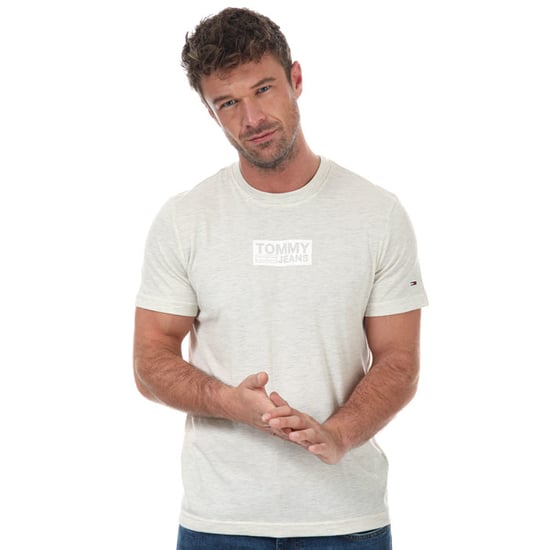 Men's Tommy Hilfiger Tonal Box Logo T-Shirt in White marl