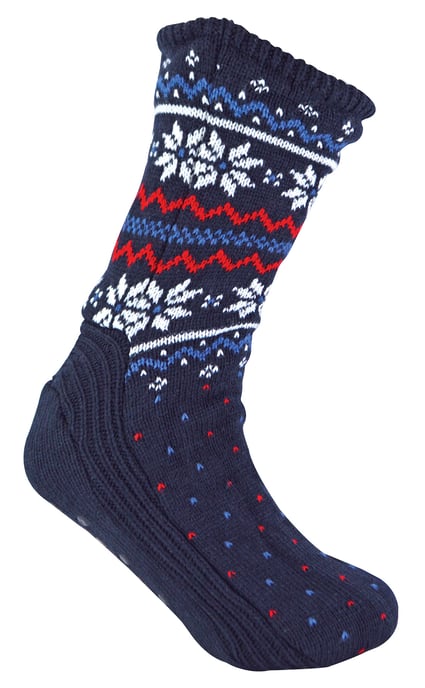 Mens Winter Warm Christmas Bootie Socks | Fairisle Pattern | For Cold Weather - Navy Fairisle - Image 1
