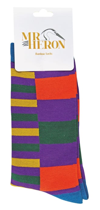 Mr Heron - Mens Bamboo Socks | Novelty Funky Socks | Patterned Argyle Striped Socks | Breathable Soft | Gifts for Him - Stripes (Purple) - Image 2