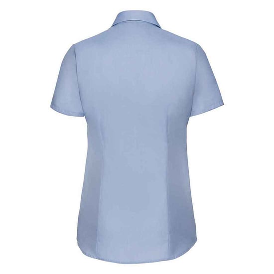 Russell Collection Womens/Ladies Herringbone Tailored Short-Sleeved Shirt (Light Blue) - Image 2