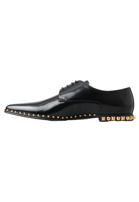 Dolce & Gabbana Men's Black Derby Gold Studded Leather Shoes