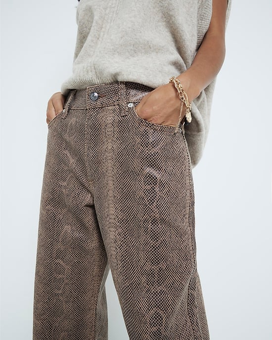 River Island Womens Straight Jeans Petite Snakeskin Relaxed
