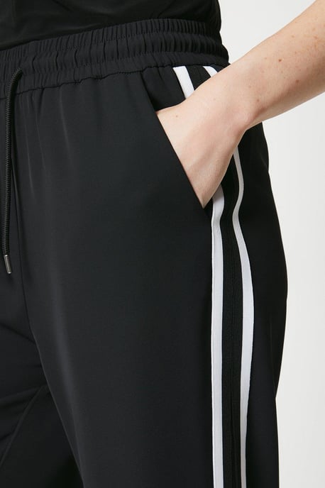 Side Stripe Elastic Waist Wide Leg Trouser