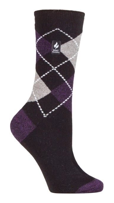 Heat Holders Lite - Isolerade termostrumpor för kvinnor | Flera mönster inklusive Argyle Stripes Hearts Stars | Varma strumpor för vintern - Svart (Cali) - Image 1