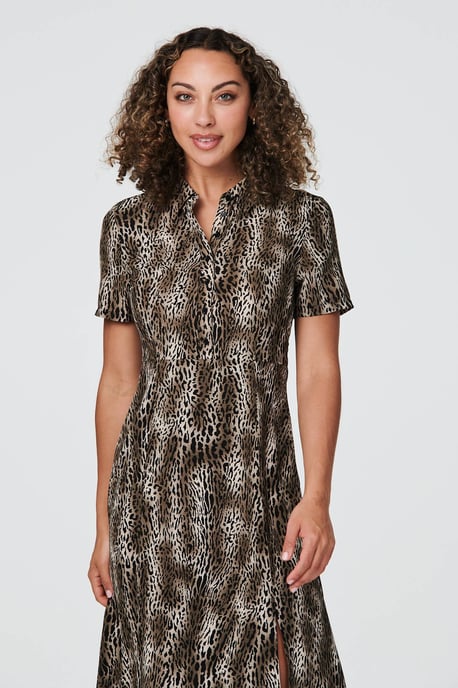 Animal Print 1/2 Button Front Dress