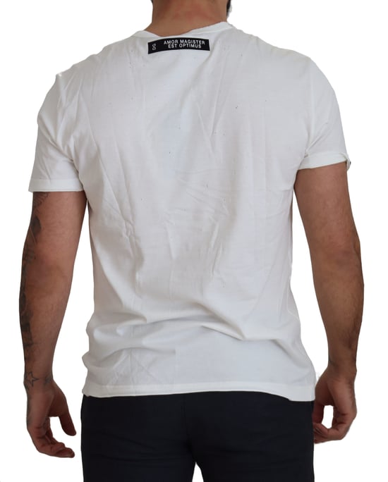 Dolce & Gabbana White Amor Bomull Crewneck Herr T-shirt - Image 3