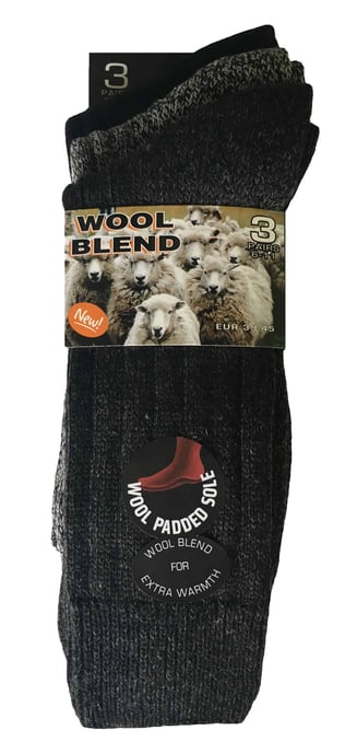 Set van 3 dikke wandelsokken van warme wolmix voor heren - Grijs - Image 2