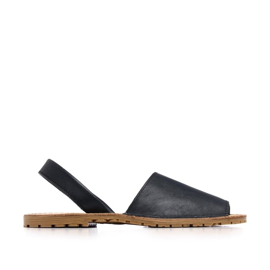 María Barceló Classic Leather Menorquina Sandals in Navy Blue