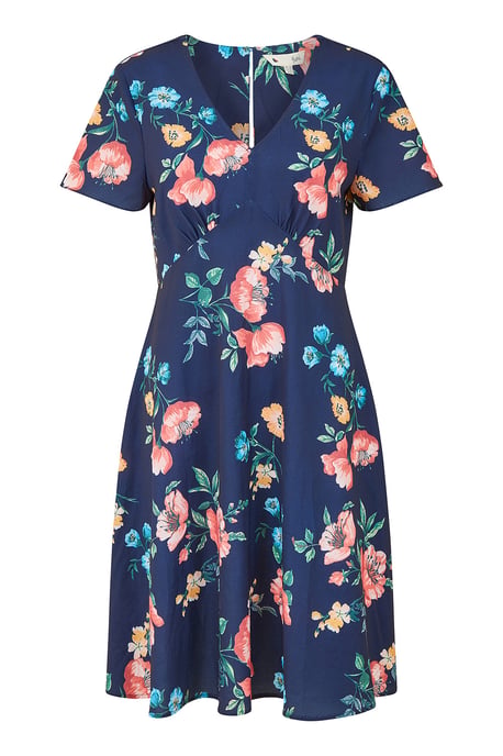 Navy Kimono Sleeve Skater Dress