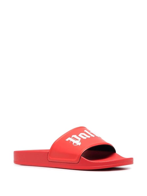 Palm Angels - Claquettes de piscine à logo imprimé - Rouge