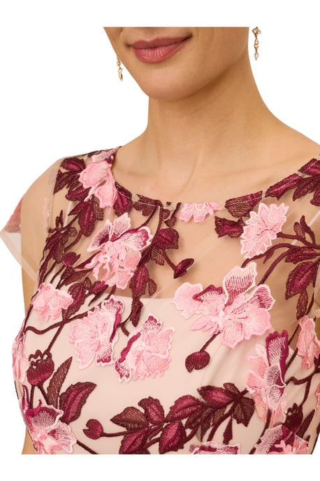 Cascading Floral Column Gown in Multicolour