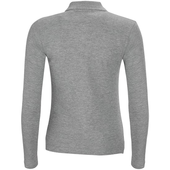 SOLS Womens/Ladies Podium Long Sleeve Pique Cotton Polo Shirt (Grey Marl) - Image 2