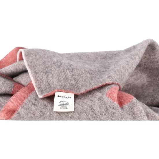 Acne Studios Logo Scarf in Pink and Grey Wool - Image 3