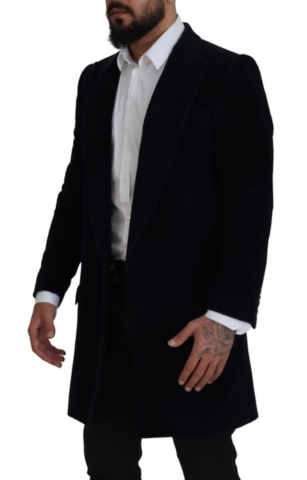 Dolce & Gabbana Svart Cotton Cardigan Lång Kappa Herr Herrjacka - Image 3