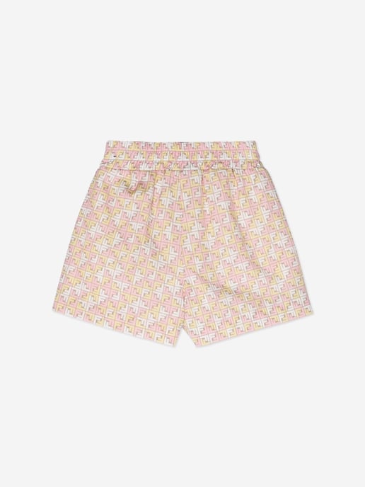 Fendi Girls Micro Logo Shorts in Beige
