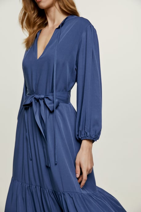 Navy Midi Dress with Ties