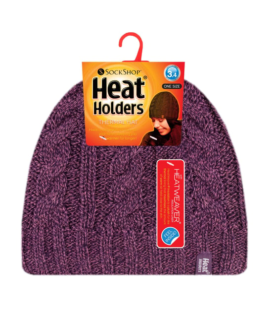 Women's Thermal Fleece Lined Cable Knit Winter Hat - Image 2