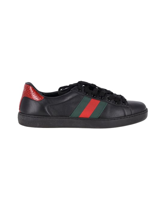 Gucci Ace Sneakers med pytonprägling i svart läder - Image 1
