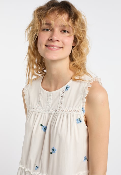 Dreimaster midi-jurk Dames Wol Wit Blauw - Image 5