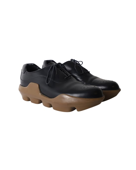 Prada Platform Brogues in Black Leather - Image 3