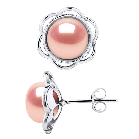Stud Earrings FLOWER Beads Freshwater 8-9mm Buttons Roses 925