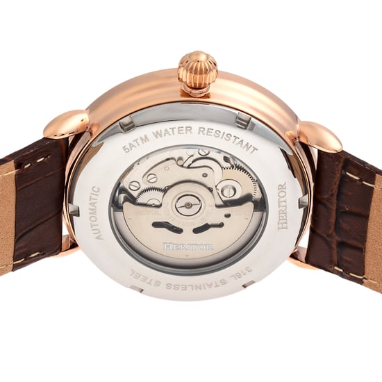 Heritor Automatische Mattias Leren Band Horloge met Datum - Image 4