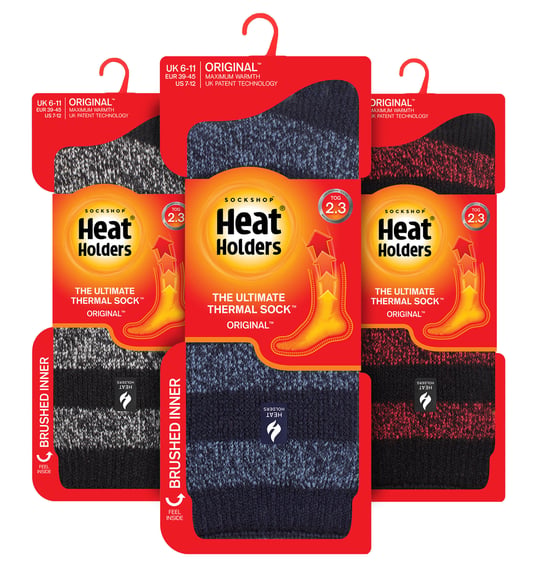 HEAT HOLDERS - 3 Pack Multipack Isolerade termosockor för herrar för vintern - Stripe - Image 2