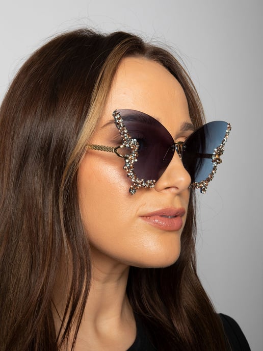 Butterfly Lens with Crystal Detail in Blue - Image 2