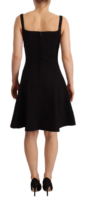 Dolce & Gabbana Kvinnors Svart Passform Flare Ullstretch Klänning - Image 3