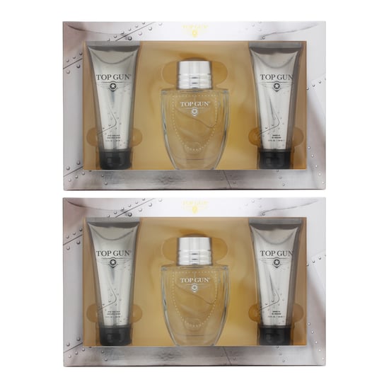 Top Gun Chevron Eau De Toilette 100ml Hair & Body Wash, Aftershave Balm Gift Set X 2
