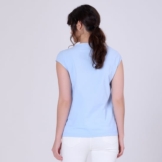 Geplooide asymmetrische top met dubbele borst - Image 4