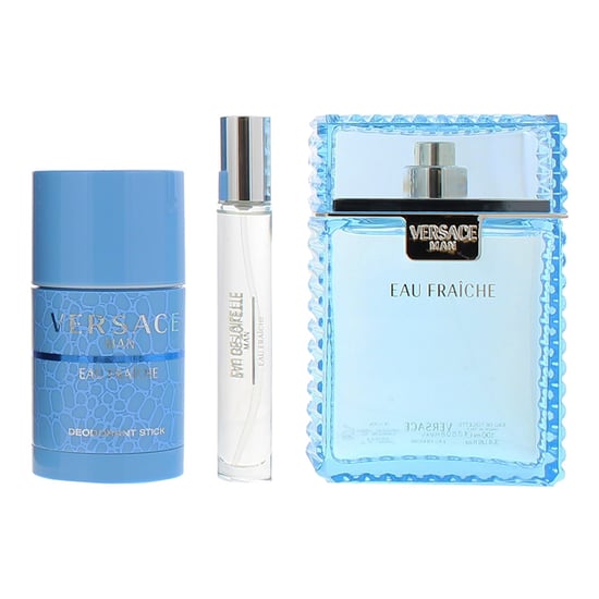 Versace Man Eau Fraiche Eau De Toilette 100ml, Deodorant Stick 75ml + Eau De Toilette 10ml Gift Set