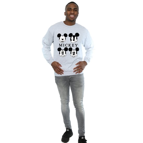 Disney Mens Four Heads Mickey Mouse Cotton Sweatshirt (Sports Grey)