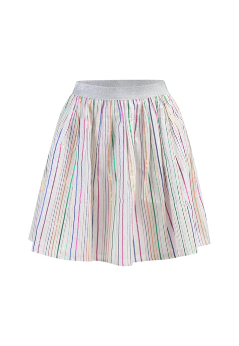 Mymo geplooide rok Dames Witte veelkleurige strepen - Image 1