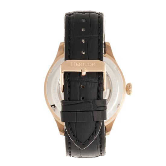 Heritor Automatic Gregory Semi-Skeleton Leather-Band Watch - Image 2