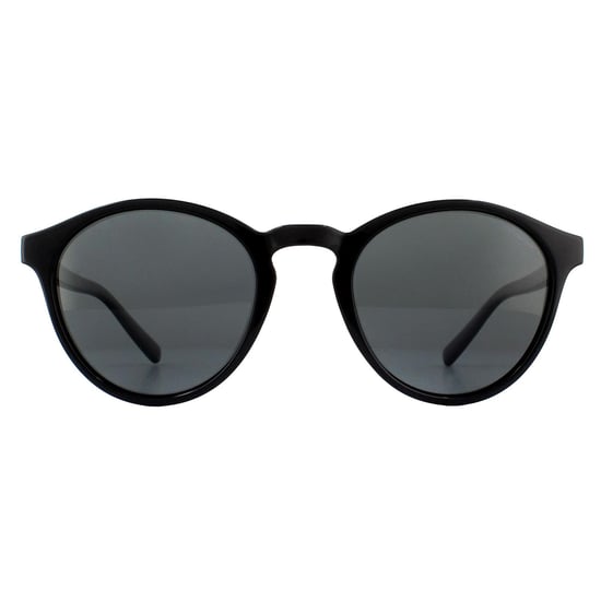 Polaroid Round Unisex Shiny Black Grey Polarized Sunglasses