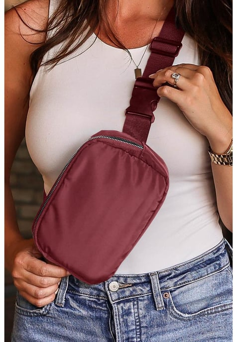 Unisex vattentät crossbody-väska med dragkedja i rött - Image 4