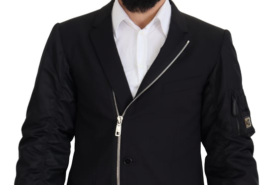 Dolce & Gabbana Svart Ull Helt Zip Långärmad Herrjacka - Image 2