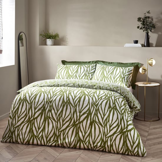 Hoem Frond Abstract Cotton Rich Reversible Duvet Cover Set - Image 1