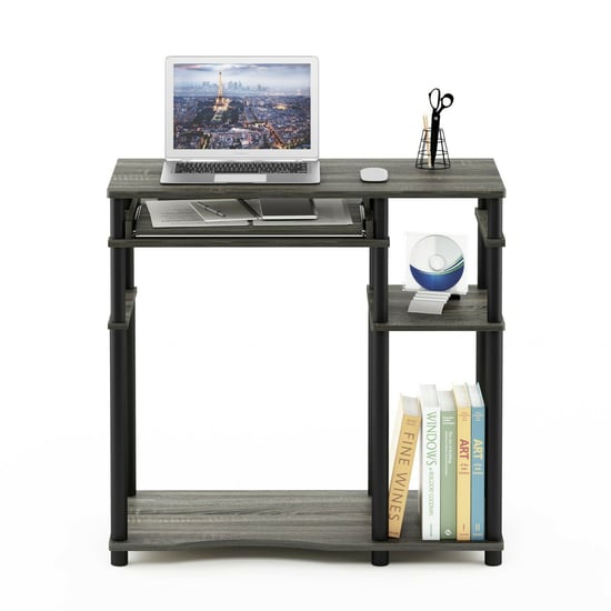 Furinno Abbott Computer Desk with Bookshelf - French Oak Grey/Black