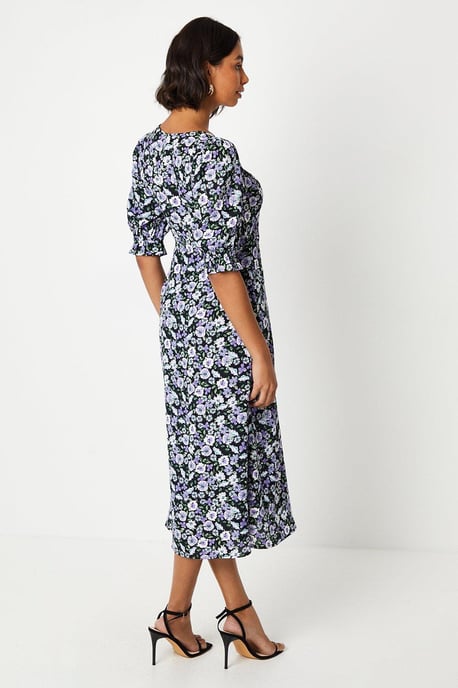 Blue Ditsy Short Sleeve Shirt Dress - Image 3