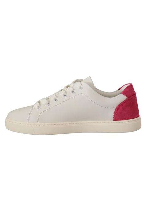 Dolce & Gabbana Women's White Pink Leather Low Top Sneakers Shoes