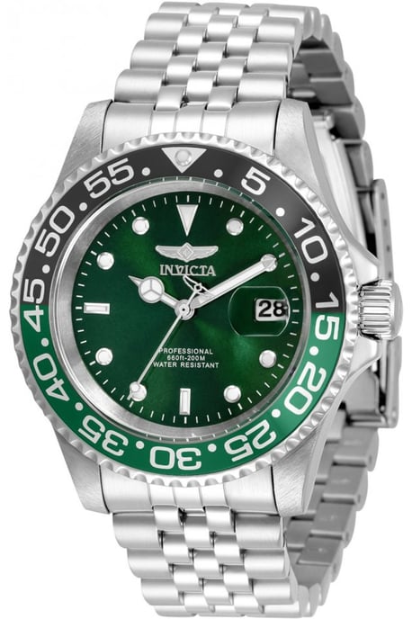 Invicta Pro Diver 34105 Heren Horloge - Quartz Uurwerk - Roestvrij Staal met groene Wijzerplaat - 40mm - Image 1