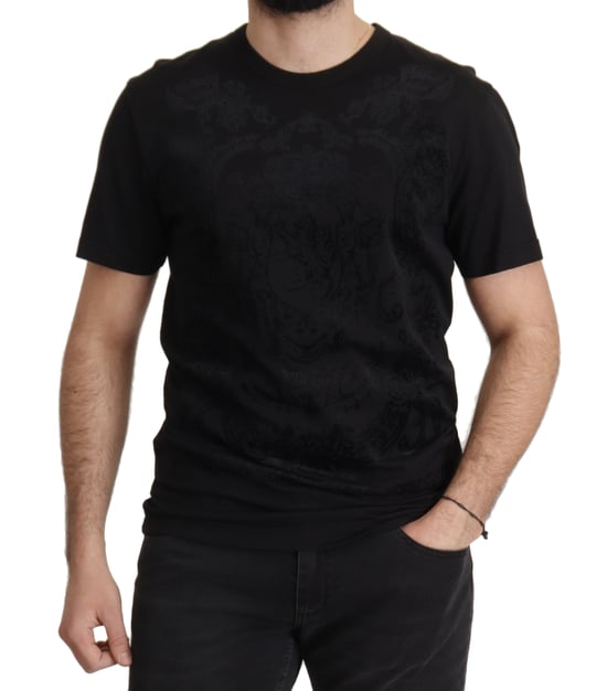Dolce & Gabbana Zwarte DG Baroque Katoenen Crewneck Heren T-shirt - Image 3