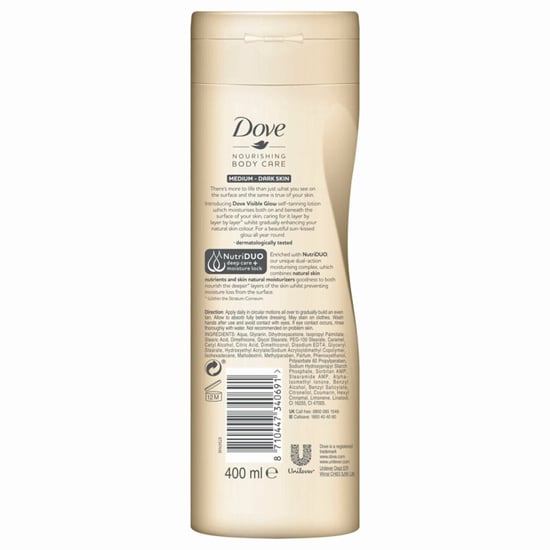 Dove Visible Glow Self-Tan Lotion Nourishing Care For Medium-Dark Skin, 3x400ml