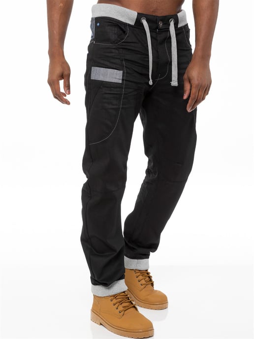 Enzo | Jeans med manschetter i denim för herrar - Svart/blå - Image 2